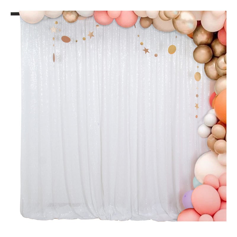 ShiDianYi 8 X 8, White Sequin Backdrop, Sparkling Photography Prop for Party & Wedding - Image 1